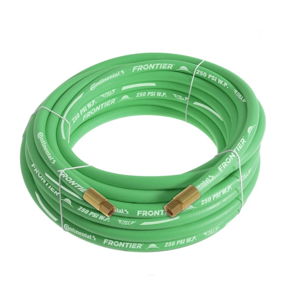 3/8" x 100' Green EPDM Rubber Air Hose, 300 PSI, 3/8" FNPSM x FNPSM
